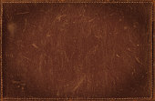 Brown grunge background from distress leather texture with stitched frame