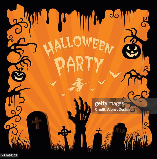 halloween party - tombstone stock illustrations