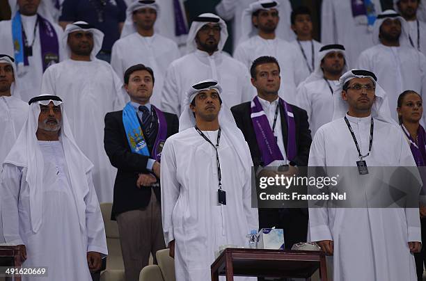 Manchester City owner Sheikh Mansour bin Zayed Al Nahyan are pictured during the friendly match between Al Ain and Manchester at Hazza bin Zayed...