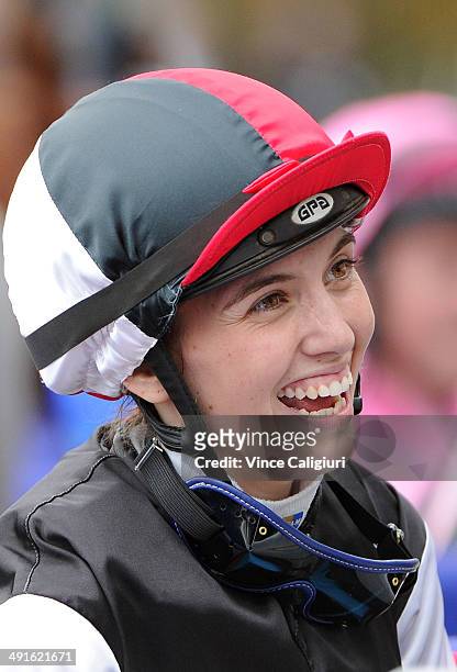 Kayla Nisbetsmiles after riding Lord of the Sky to win Race 6, the Taralye Listen Learn Speak Plate during Melbourne Racing at Caulfield Racecourse...