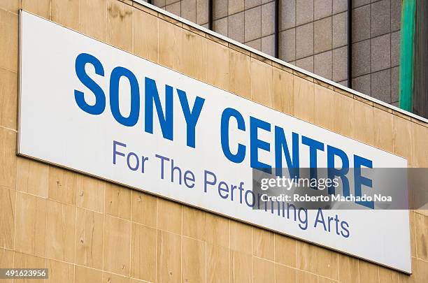 Sony Centre sign on the facade of the building. The Sony Centre for the Performing Arts is a major performing arts venue in Toronto, Ontario, Canada....