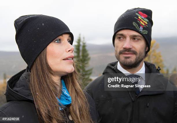 Princess Sofia of Sweden and Prince Carl Philip of Sweden visit the Idre Sami Village during the second day of their trip to Dalarna on October 6,...