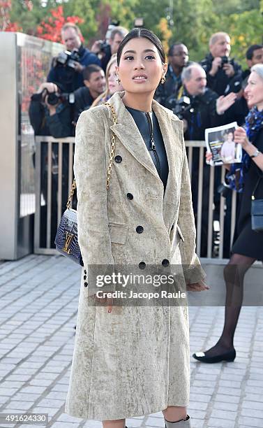 Princess Sirivannavari Nariratana arrives at the Louis Vuitton Fashion Show during the Paris Fashion Week S/S 2016: Day Nine on October 7, 2015 in...