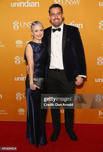 Kelly Clarke and Adam Dunn arrive ahead of the Australian premiere of unINDIAN on October 7, 2015 in Sydney, Australia.