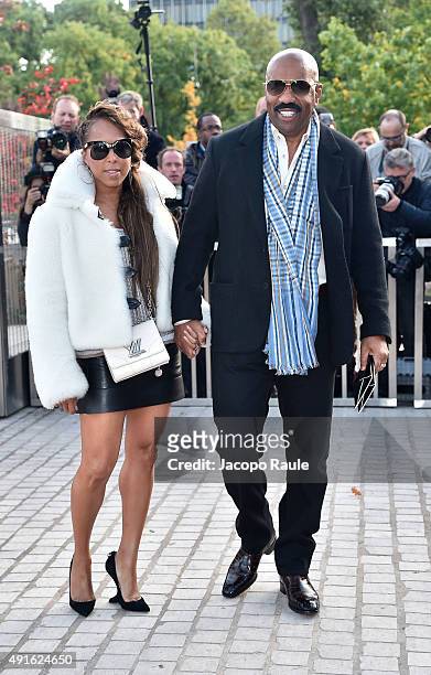 Marjorie Harvey and Steve Harvey arrive at the Louis Vuitton Fashion Show during the Paris Fashion Week S/S 2016: Day Nine on October 7, 2015 in...
