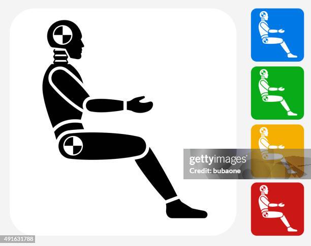 car test dummy icon flat graphic design - graphic car accidents stock illustrations