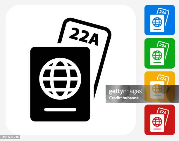 passport and ticket icon flat graphic design - travel agent stock illustrations