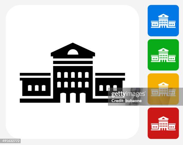 building icon flat graphic design - town hall vector stock illustrations