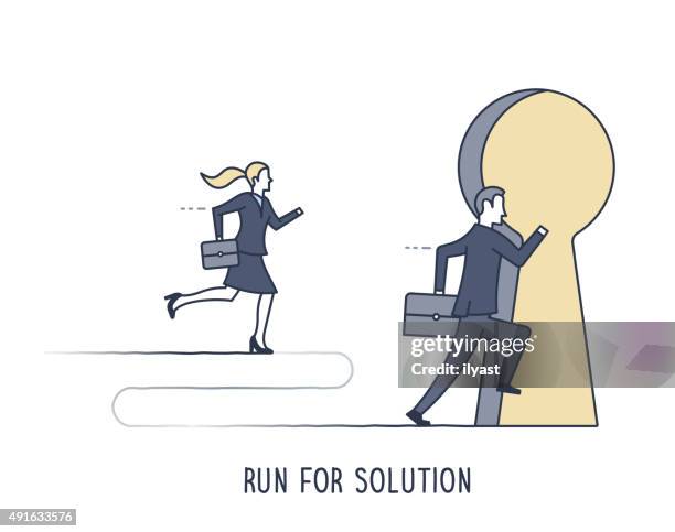 run for solution - open briefcase stock illustrations