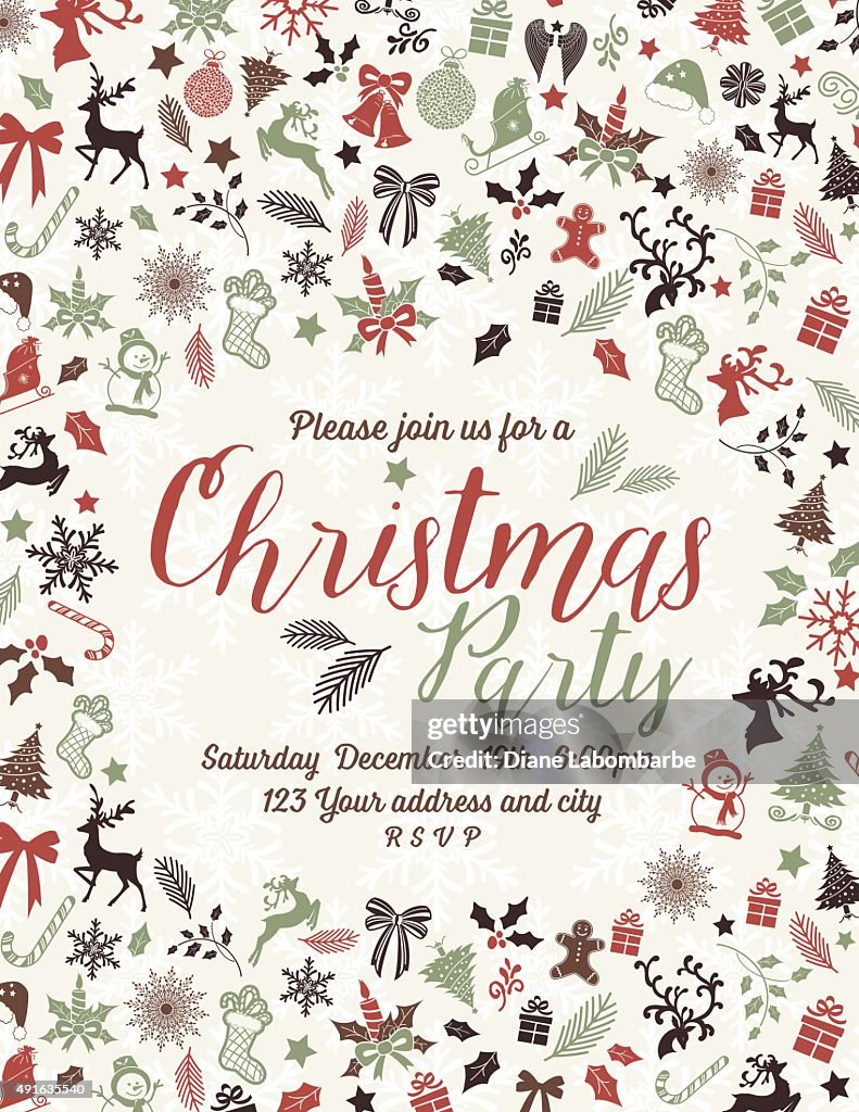 Retro Inspired Christmas Party Invitation Template