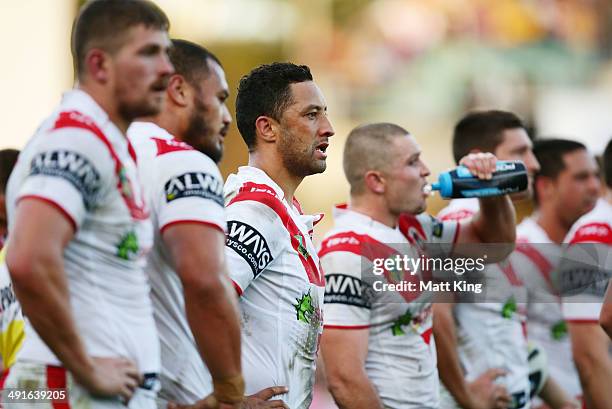 Benji Marshall of the Dragons looks dejected after an Eels try during the round 10 NRL match between the Parramatta Eels and the St George Illawarra...