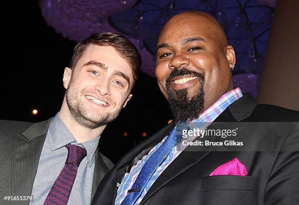 Daniel Radcliffe and James Monroe Iglehart pose at the 80th Annual Drama League Awards Ceremony and Luncheon at The Marriot Marquis Times Square on...