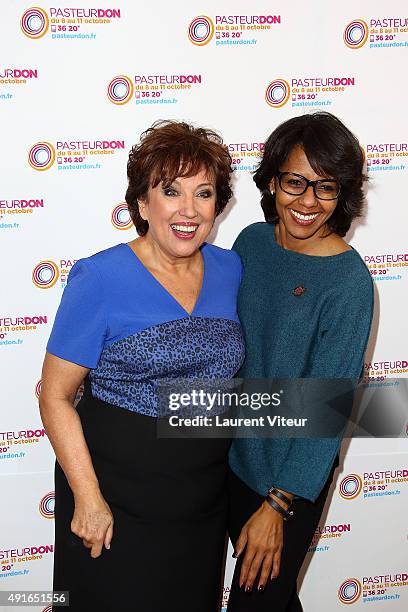 Roselyne Bachelot and Audrey Pulvar attend the Launch of 'Pasteur Don 2015' at Institut Pasteur on October 7, 2015 in Paris, France.