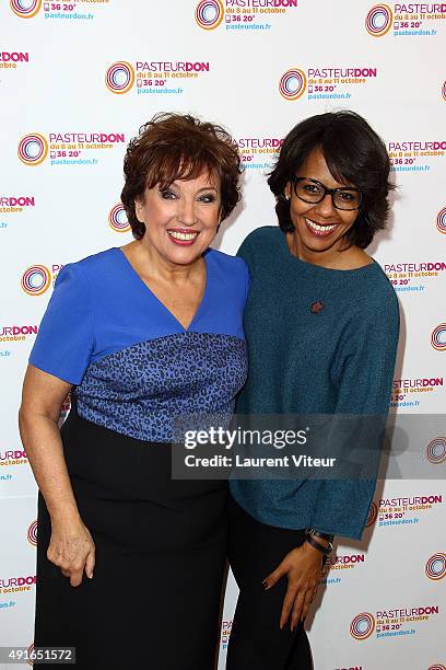 Roselyne Bachelot and Audrey Pulvar attend the Launch of 'Pasteur Don 2015' at Institut Pasteur on October 7, 2015 in Paris, France.