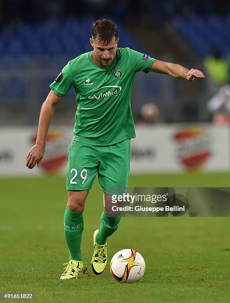 Francois Clerc of AS Sait-Etienne in action during the UEFA Europa League match between SS Lazio and AS Saint-Etienne at Olimpico Stadium on October...