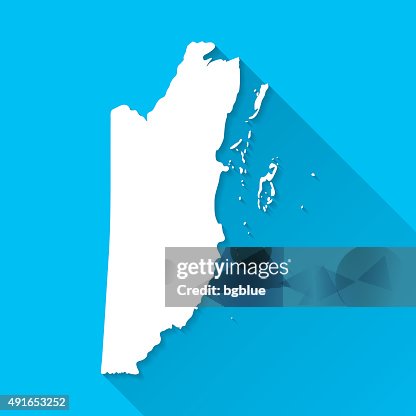 Belize Map on Blue Background, Long Shadow, Flat Design Belize Map on Blue Background, Long Shadow, Flat Design