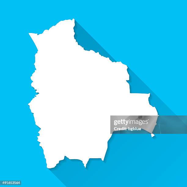 bolivia map on blue background, long shadow, flat design - sucre bolivia stock illustrations