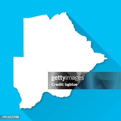 Botswana Map on Blue Background, Long Shadow, Flat Design Botswana Map on Blue Background, Long Shadow, Flat Design