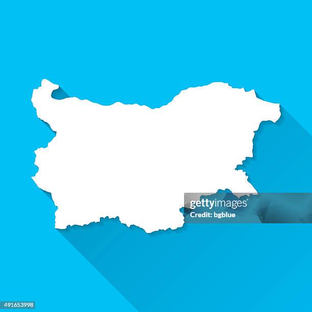 bulgaria map on blue background, long shadow, flat design - sofia stock illustrations
