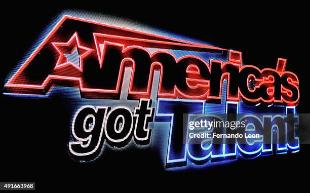 America's Got Talent Live! : The All Stars Tour logo captured on the big screen onstage during opening night on October 6, 2015 in Salina, Kansas.