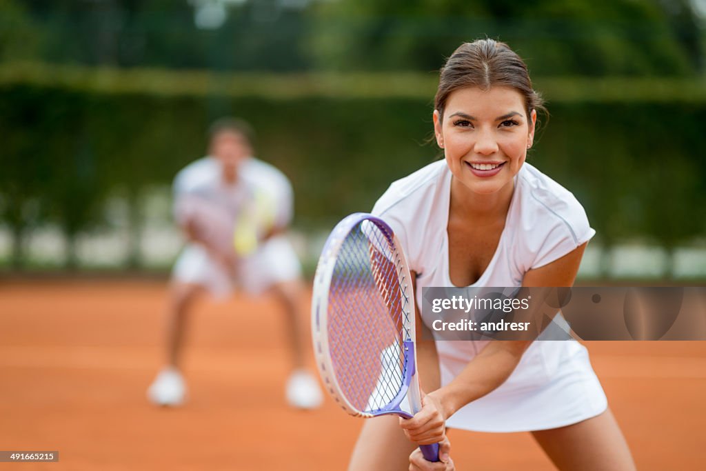 Woman playing tennis