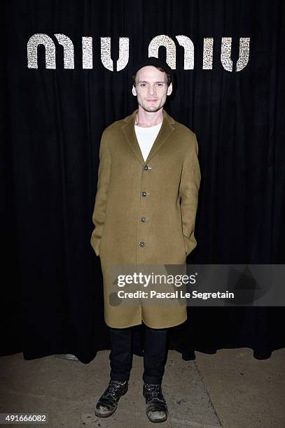 Actor Anton Yelchin attends the Miu Miu show as part of the Paris Fashion Week Womenswear Spring/Summer 2016 on October 7, 2015 in Paris, France.