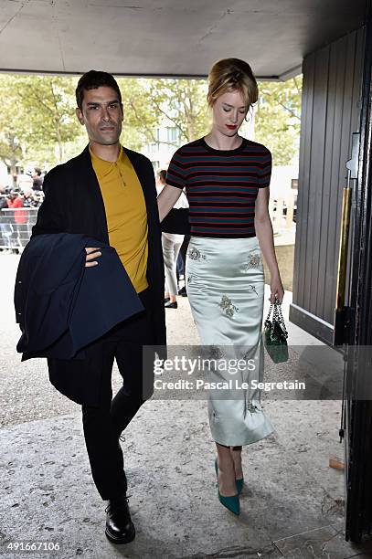 Mackenzie Davis and guest attend the Miu Miu show as part of the Paris Fashion Week Womenswear Spring/Summer 2016 on October 7, 2015 in Paris, France.