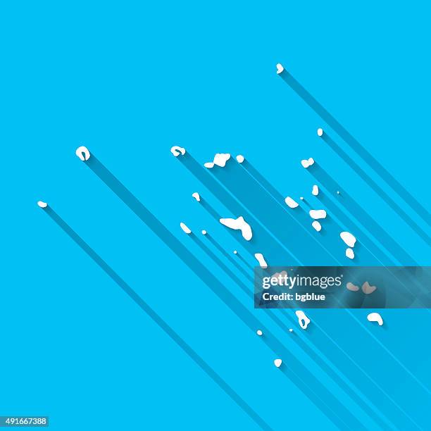 marshall islands map on blue background, long shadow, flat design - marshall islands stock illustrations