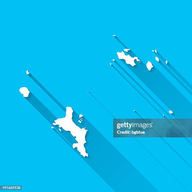 seychelles map on blue background, long shadow, flat design - seychelles stock illustrations