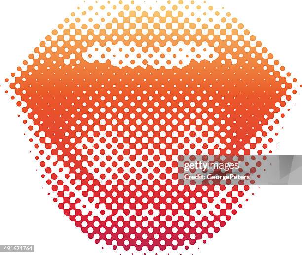 ilustraciones, imágenes clip art, dibujos animados e iconos de stock de patrón de semitono labios riendo y sonriendo - human lips