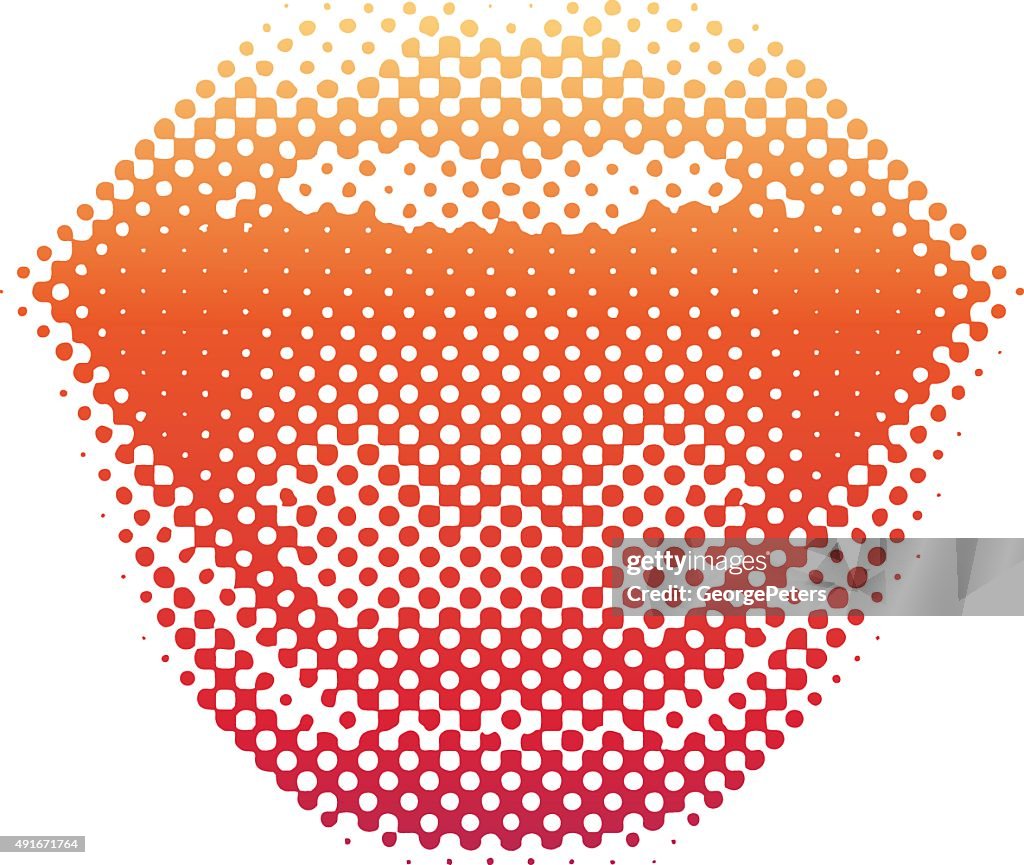 Halftone Pattern Lips Laughing and Smiling