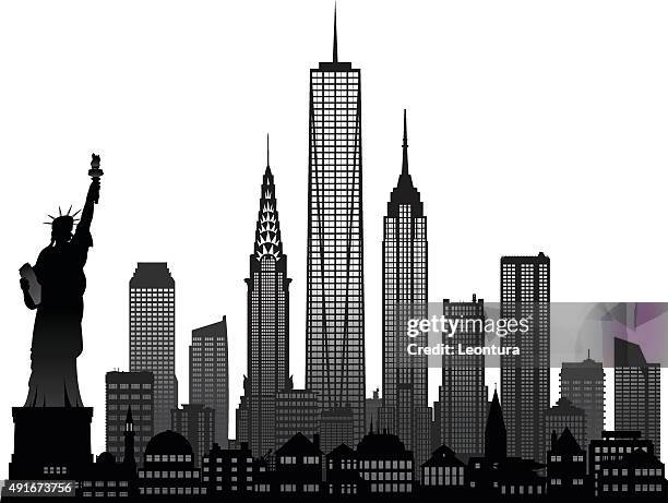 new york (alle gebäude ist details, beweglichen und komplett - one world trade center stock-grafiken, -clipart, -cartoons und -symbole