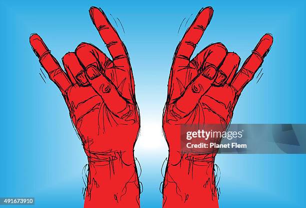 stockillustraties, clipart, cartoons en iconen met devil sign - hoorngebaar