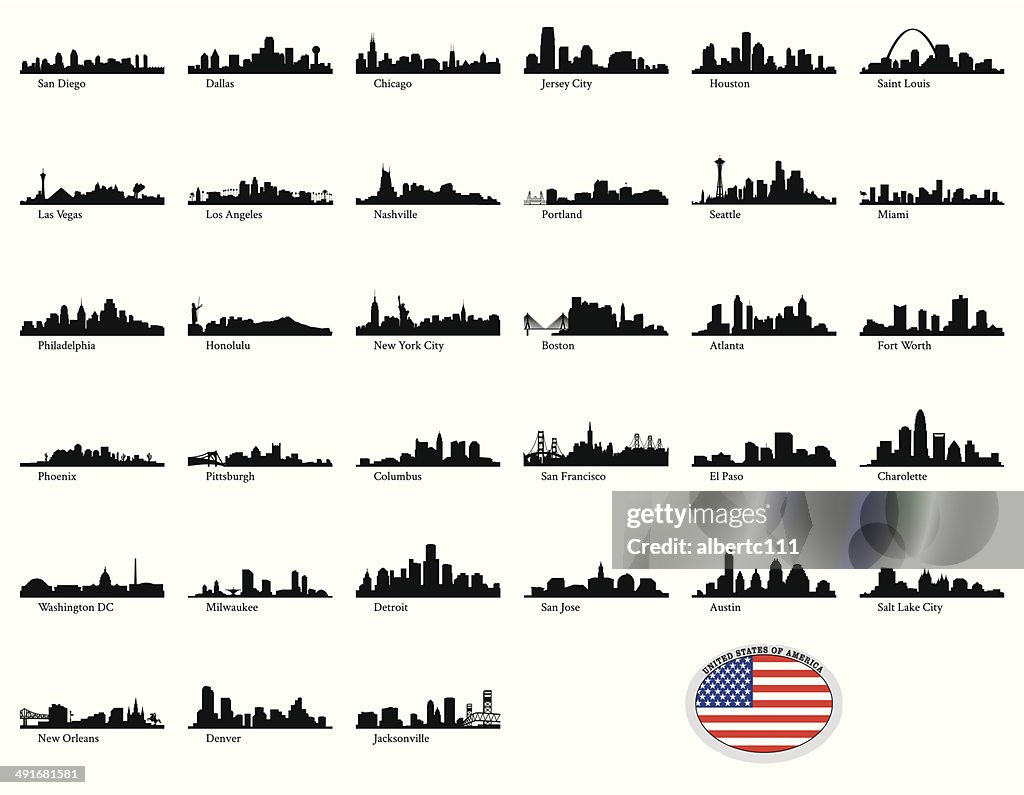 Ilustração em vetor de cidades nos EUA