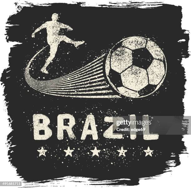 illustrations, cliparts, dessins animés et icônes de brésil de graffiti - joueur de football