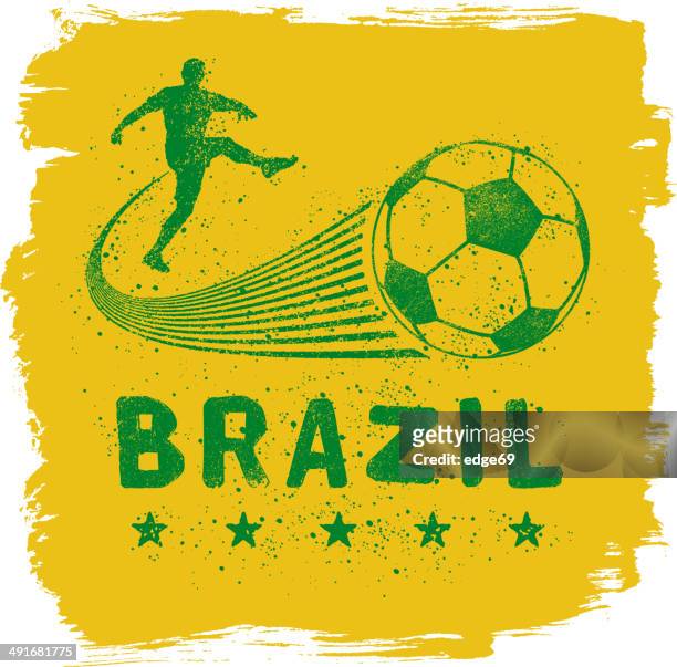 stockillustraties, clipart, cartoons en iconen met brazil graffiti sign - soccer striker