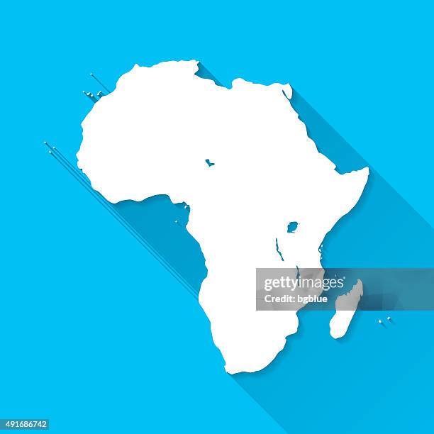 bildbanksillustrationer, clip art samt tecknat material och ikoner med africa map on blue background, long shadow, flat design - elfenbenskusten