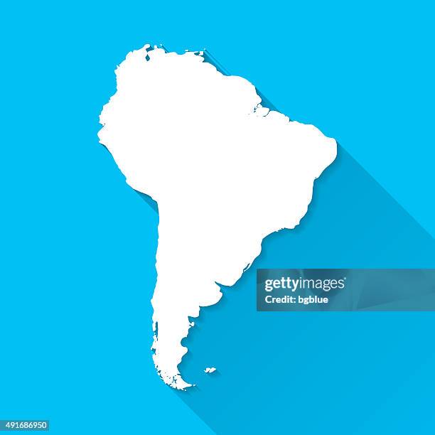 south america map on blue background, long shadow, flat design - guyana stock illustrations