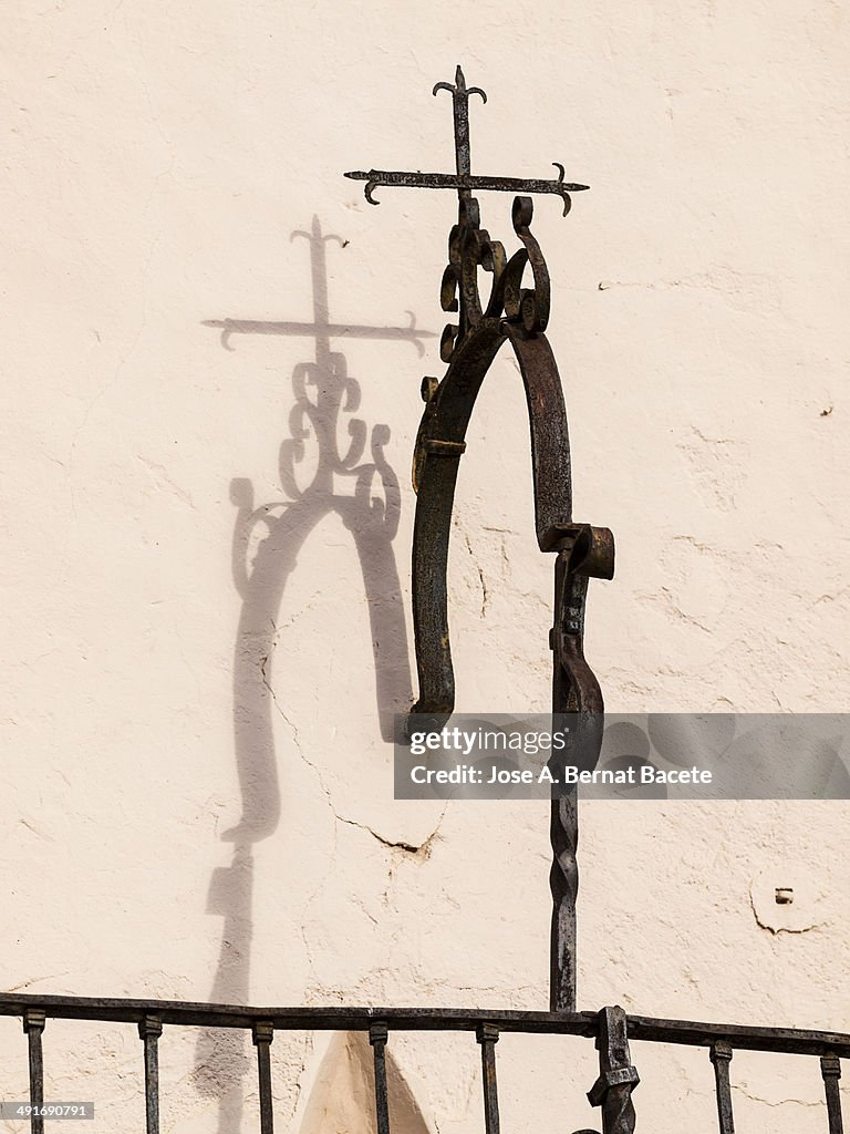 Grating of an ancient balcony of wrought iron