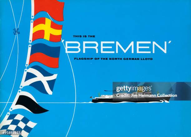 Brochure for 'Bremen' by the North German Lloyd reads "This is the Bremen, flagship of the North German Lloyd" from 1959 in Germany.