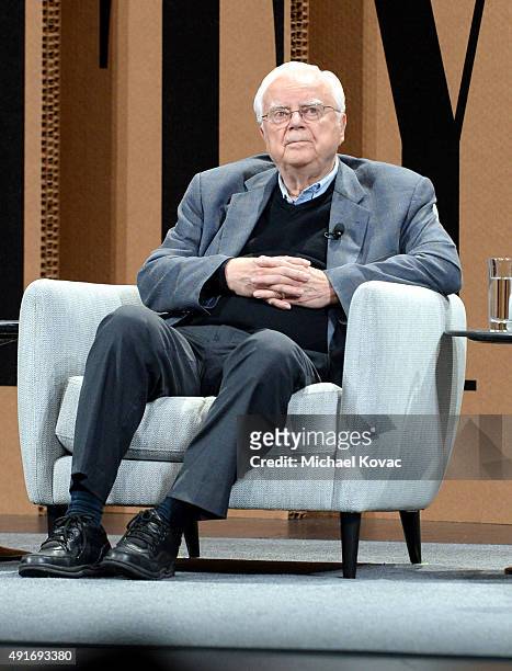 Emeritus professor of astronomy and astrophysics Frank Drake speaks onstage during "Are We Alone in the Universe?" at the Vanity Fair New...