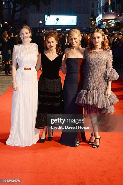 Romola Garai, Helena Bonham Carter, Anne-Marie Duff and Carey Mulligan attend a screening of "Suffragette" on the opening night of the BFI London...