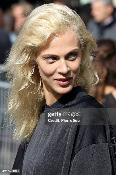 Aymeline Valade arrives at the Miu Miu show as part of the Paris Fashion Week Womenswear Spring/Summer 2016 on October 7, 2015 in Paris, France.