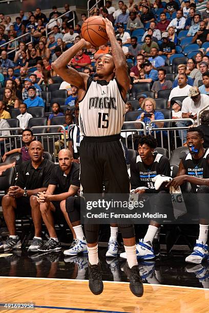 Keith Appling of the Orlando Magic shoots the ball during an open practice on October 5, 2015 at Amway Center in Orlando, Florida. NOTE TO USER: User...