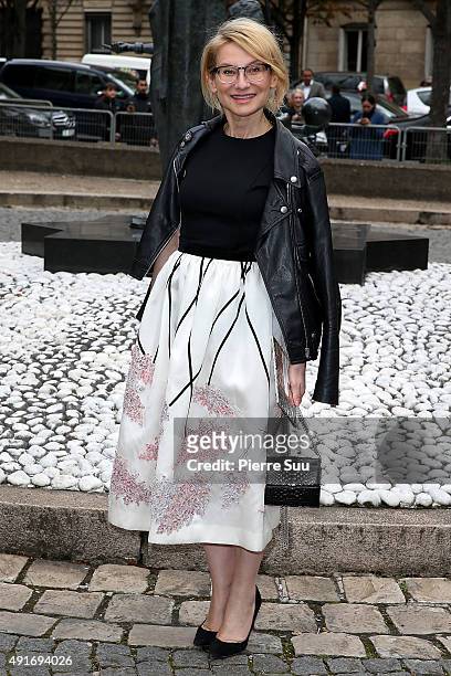 Evelina Khromtchenko arrives at the Miu Miu show as part of the Paris Fashion Week Womenswear Spring/Summer 2016 on October 7, 2015 in Paris, France.
