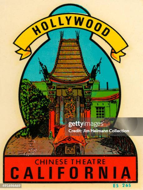 Decal for the Chinese Theatre in Hollywood, California from 1952 in USA.