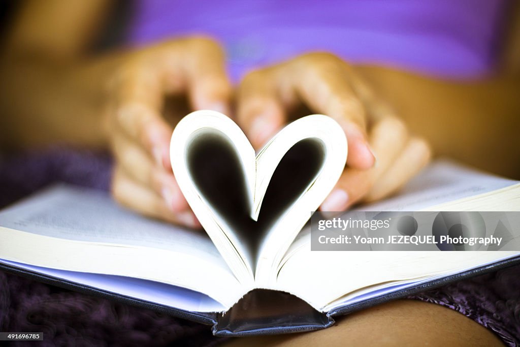 Love heart in a book