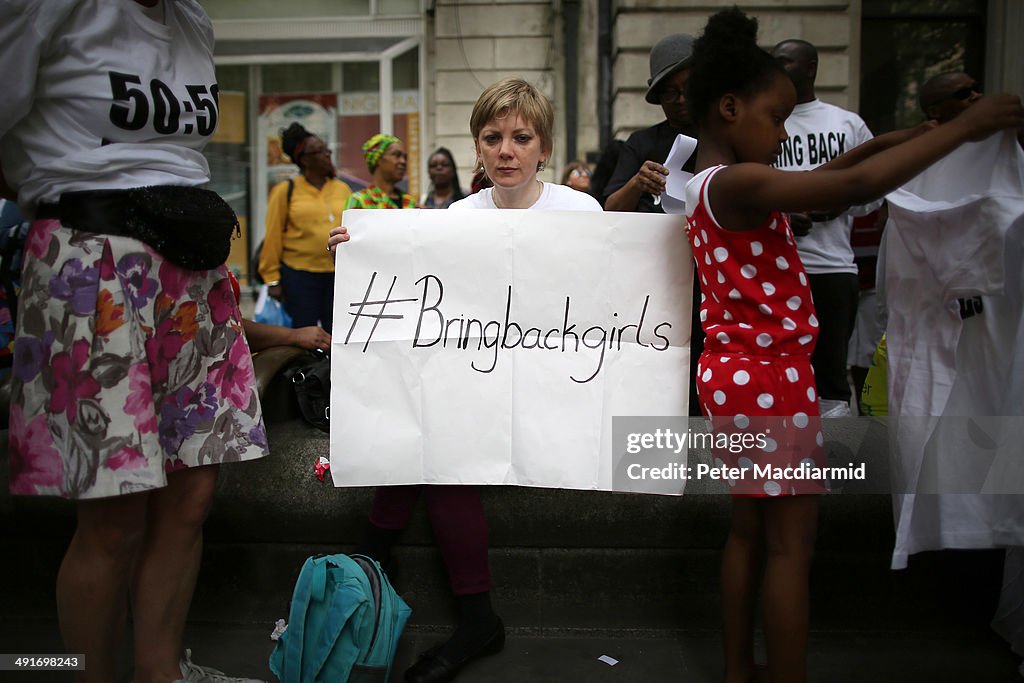 Demonstration Outside Nigerian Embassy In London Over Abduction Of Schoolgirls In Nigeria