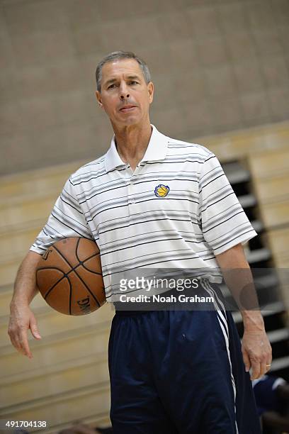 Jeff Bzdelik of the Memphis Grizzlies coaches during training camp at University of California, Santa Barbara on October 02, 2015 in Santa Barbara,...