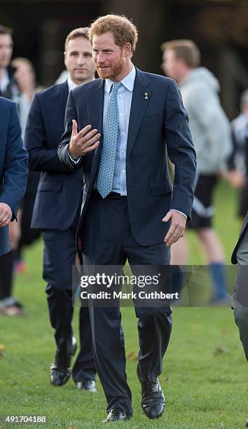 Prince Harry visits Paignton Rugby Club on October 7, 2015 in Paignton, England.